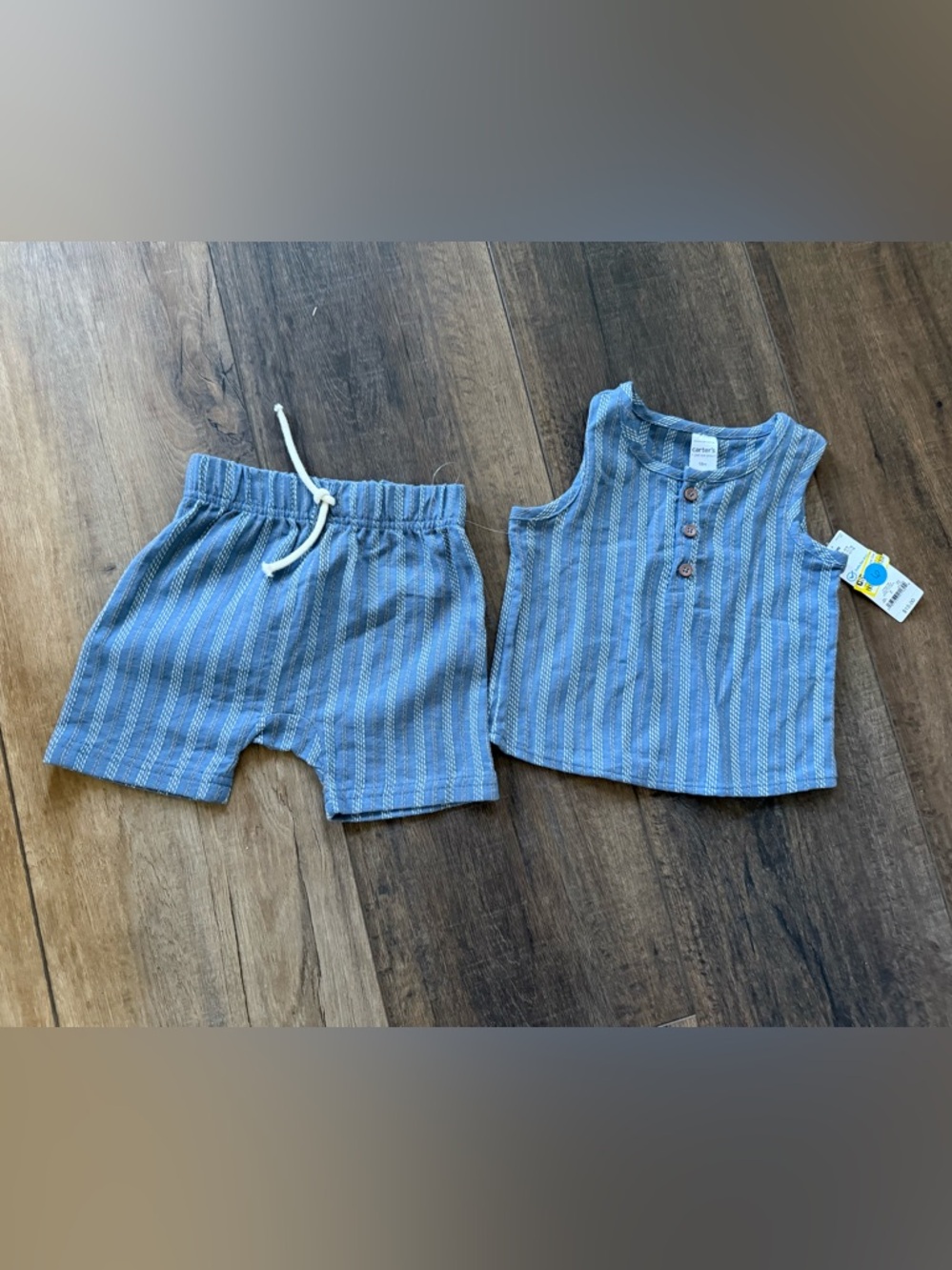 Carter's Blue Striped sleeveless top& Shorts Set 18 months